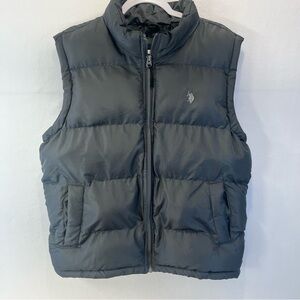 US Polo Assn. Since 1890 Puffer Vest Mens Medium Gray 100% Polyester Logo EUC